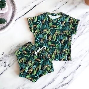 Safari Leaf Print Size 1-2 Years Toddler Baby Matching Outfit Unisex
